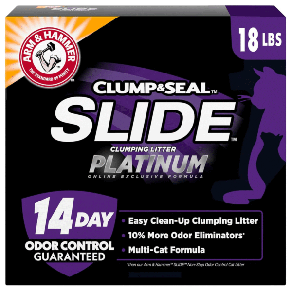 ARM & HAMMER Clump & Seal SLIDE Platinum Multi-Cat Clumping Litter, Easy Clean, Superior Odor Control, 18 Lbs