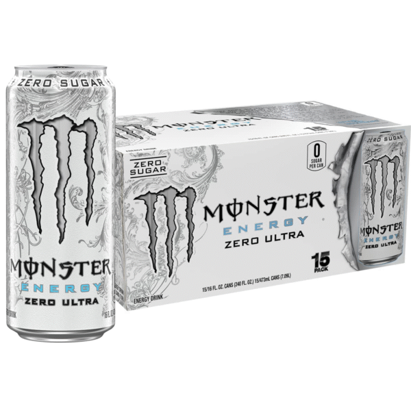 Monster Energy Zero Ultra, Sugar Free Energy Drink, 16 Ounce (Pack of 15)