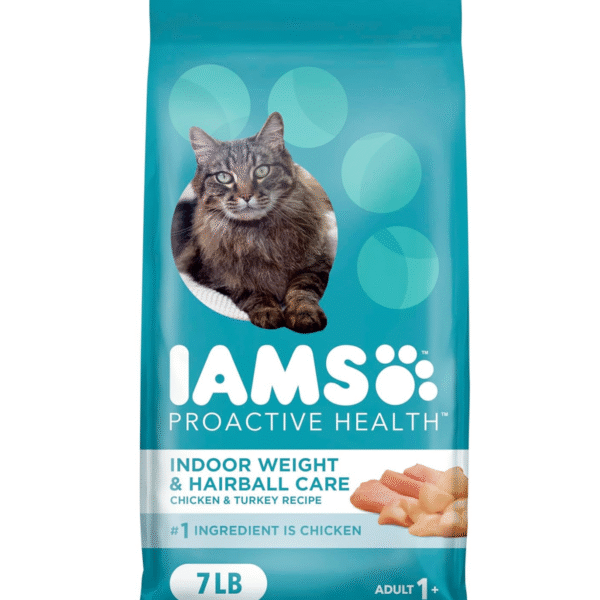IAMS Proactive Health Indoor Weight Control & Hairball Care Adult Dry Cat Food, Chicken & Turkey Recipe, 7 lb. Bag