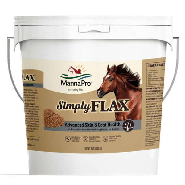 Manna Pro Simply Flax for Horses – Omega-3 Rich Flaxseed Supplement – Supports Coat Health, Joint Function & Immune System – Natural Source of Essential Fatty Acids – Ground Flax – 8 lb Bag