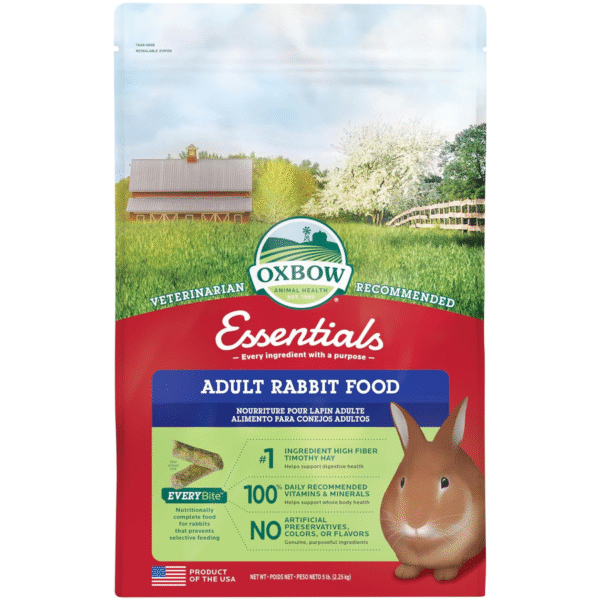 Oxbow Essentials Rabbit Food, Adult Rabbit, Made with Oxbow Timothy Hay, Pet Pellets with Vitamins & Minerals, Small Animal Pet Products, Bunny Supplies...