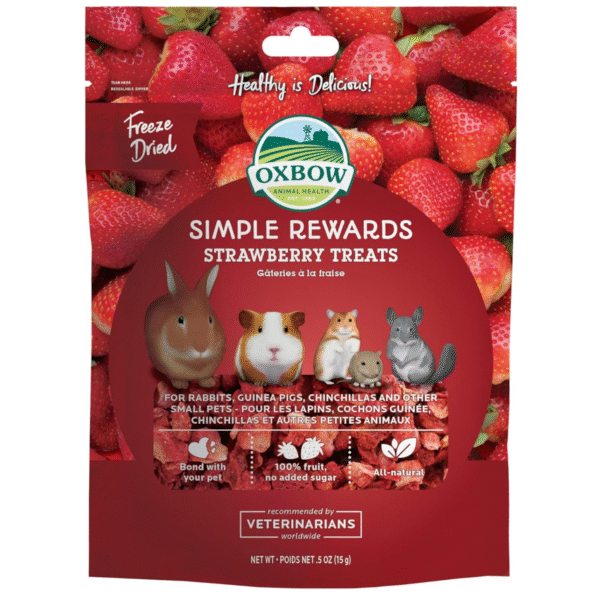 Oxbow Animal Health Simple Rewards Small Pet Treats, Freeze Dried Fruit, Guinea Pig & Bunny Treats, Healthy Pet Fruit Snack for Rabbit & Guinea Pig, Freeze Dried Strawberries, 0.5 oz Bag
