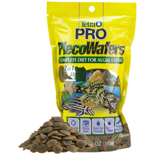 Tetra PRO PlecoWafers 5.29 Ounces, Nutritionally Balanced Vegetarian Fish Food for Bottom Feeders, Concentrated Algae Center