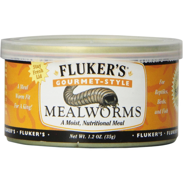 Fluker's Gourmet Mealworms, Canned Food for Reptiles, Fish, Birds and Small Animals, 1.23 oz
