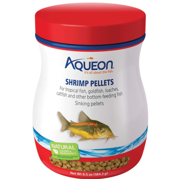 Aqueon Shrimp Pellets Sinking Food for Tropical Fish, Goldfish, Loaches, Catfish and Other Bottom Feeding Fish, 6.5 Ounces