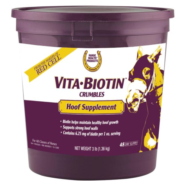 Horse Health Vita Biotin Crumbles horse hoof Supplement, Helps maintain healthy, sound hooves and strong hoof walls, 3 lbs., 48 day supply