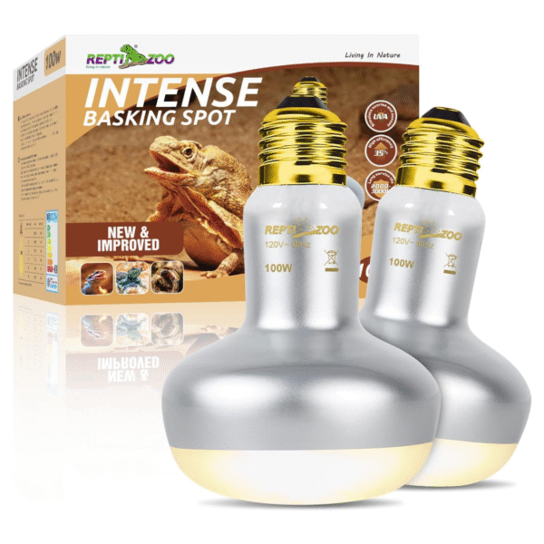 REPTI ZOO 2 Pack Heat Lamp 100W, Intense Basking Spot Simulated Natural Sunlight Heating Lamp Bulb, Heat Emitter UVA Heat Lamp Bulb for Reptile Chickens Pet...